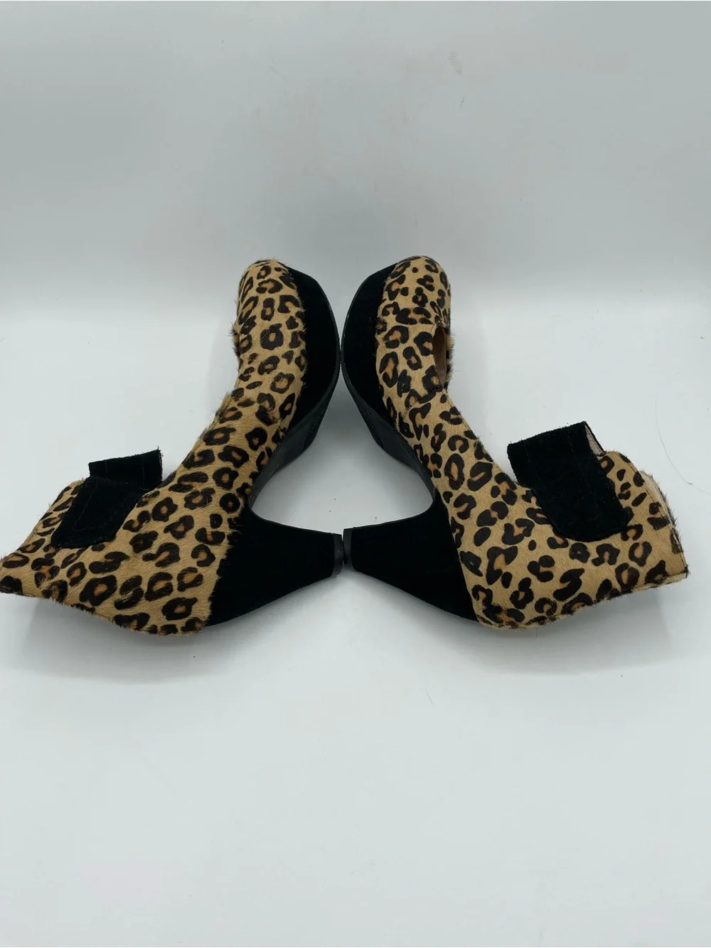 Sasha London Vera Leopard Print Fur  Block Heel Mary Jane Shoes.